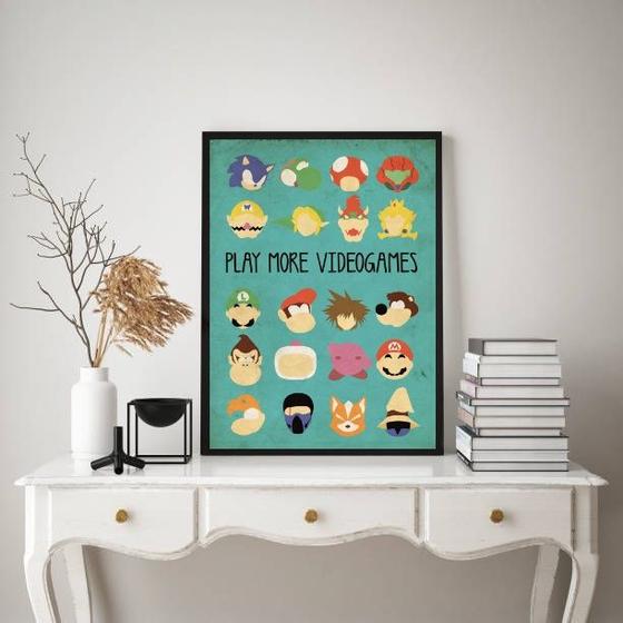 Imagem de Quadro Gamer - Play More Videogames 45x34cm - com vidro