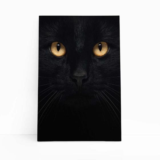 Imagem de Quadro Gato Preto Animal Pet Minimalista Canvas 60X40Cm