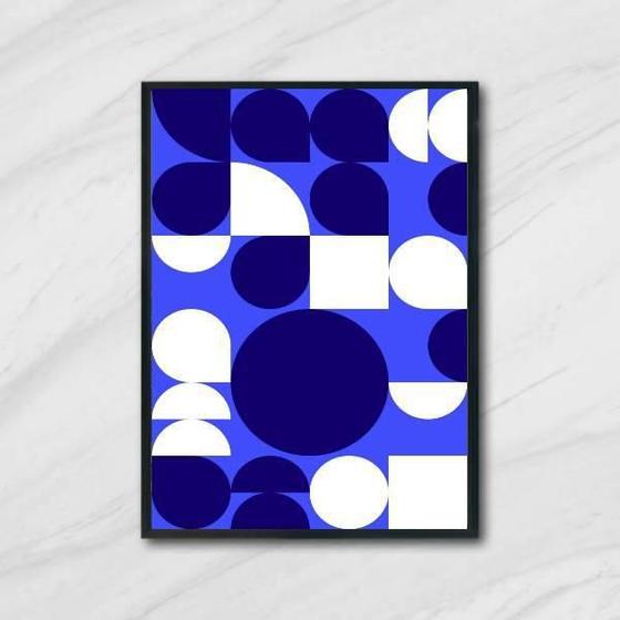 Imagem de Quadro Geométrico Azul E Branco I 33X24Cm - Moldura Preta