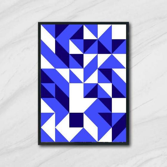 Imagem de Quadro Geométrico Azul e Branco II 45x34cm - com vidro