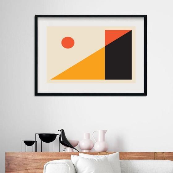 Imagem de Quadro Geométrico Laranja Preto Amarelo - 60X48Cm