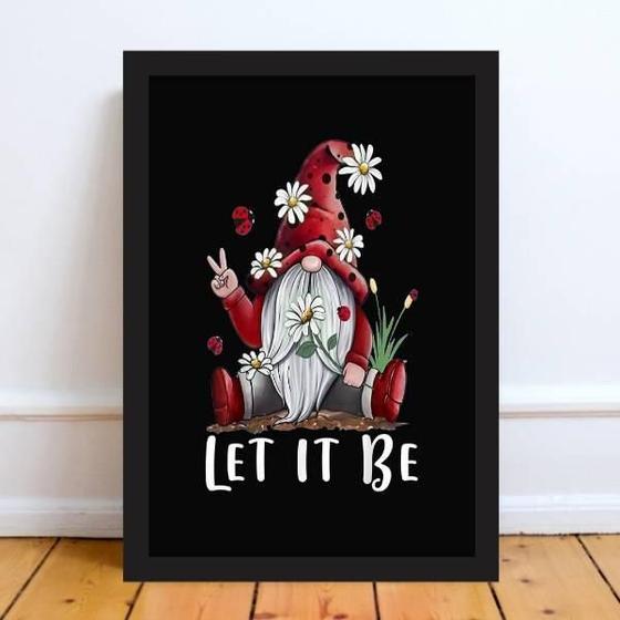 Imagem de Quadro Gnomo Zen Let It Be 45X34Cm Moldura Branca