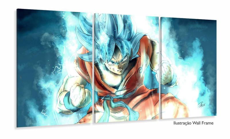 Imagem de Quadro Goku Dragon Ball decorativo com Tela em Tecido 3 peças