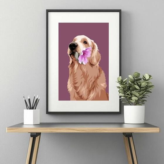 Imagem de Quadro Golden Retriever Flor - 60x48cm