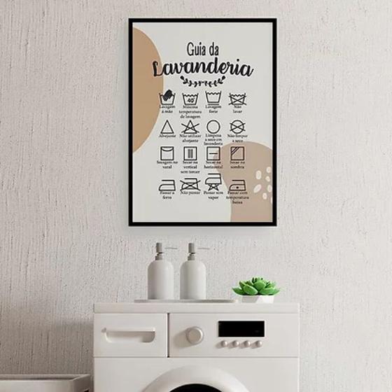 Imagem de Quadro Guia Da Lavanderia Marrom E Branco 45x34cm - com vidro