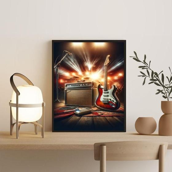 Imagem de Quadro Guitarra Vermelha - Palco 24X18Cm - Com Vidro