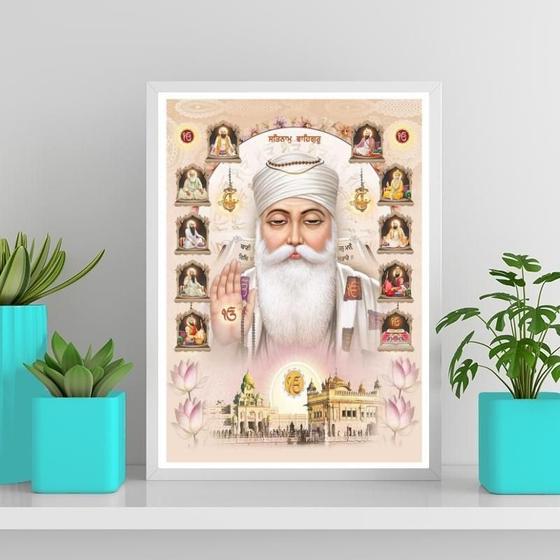 Imagem de Quadro Guru Nanak Dev Ji 24X18Cm - Com Vidro