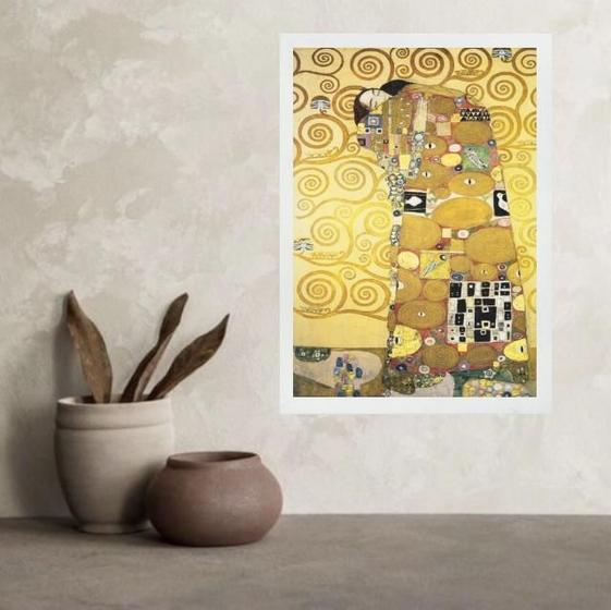 Imagem de Quadro Gustavo Klimt - O Abraço 33X24Cm - Com Vidro