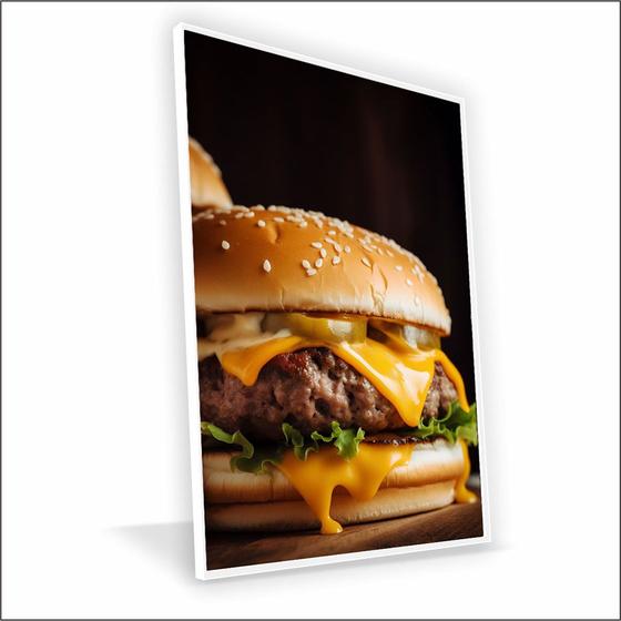 Imagem de Quadro Hamburguer Canvas Com Vidro