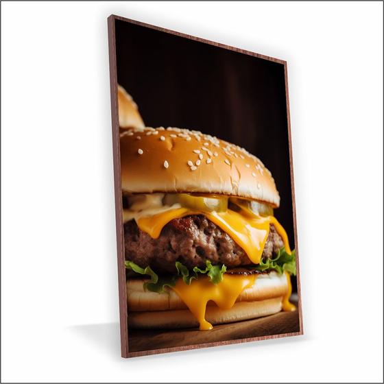 Imagem de Quadro Hamburguer Canvas Com Vidro