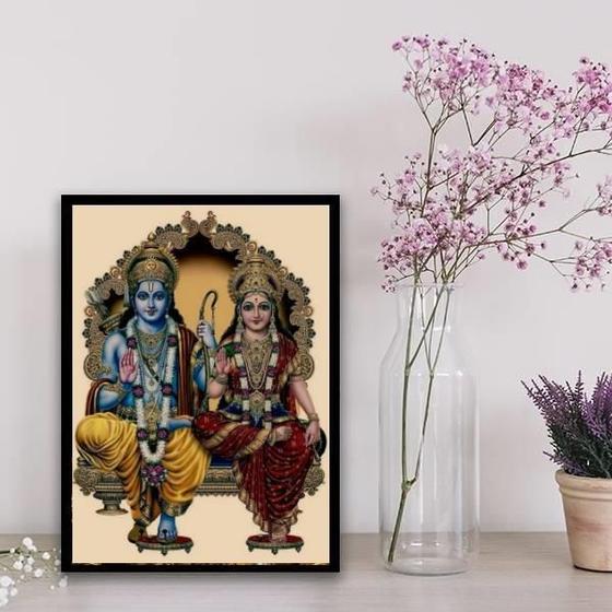 Imagem de Quadro Hindu Jai Siya Ram 24X18Cm Preta