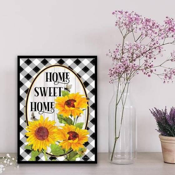 Imagem de Quadro Home Sweet Home Girassóis 33X24Cm - Com Vidro Preto