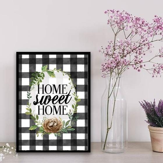 Imagem de Quadro Home Sweet Home Xadrez 45x34cm - com vidro