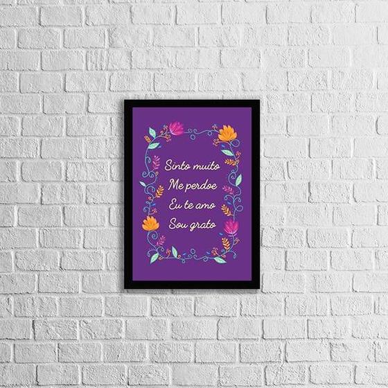 Imagem de Quadro HoOponopono Te Amo Roxo 24x18cm - com vidro