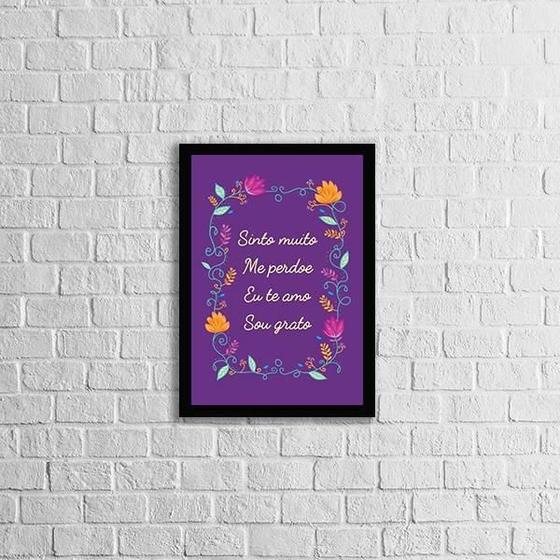 Imagem de Quadro Hooponopono Te Amo Roxo 33X24Cm - Moldura Preta