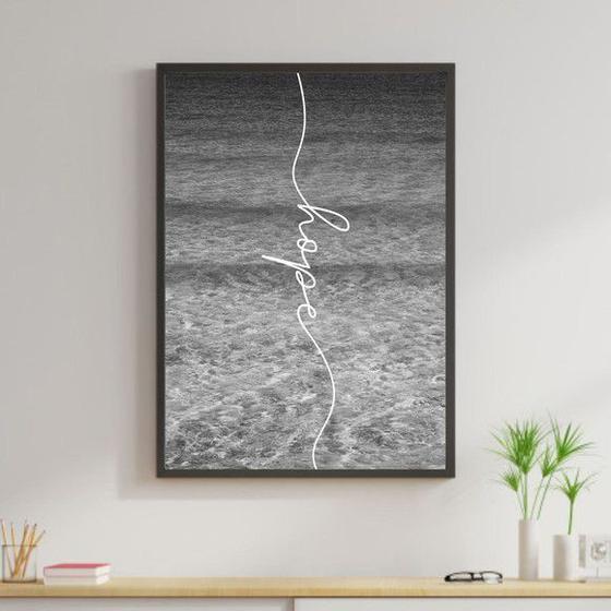 Imagem de Quadro Hope - Mar Preto e Branco 33x24cm - com vidro