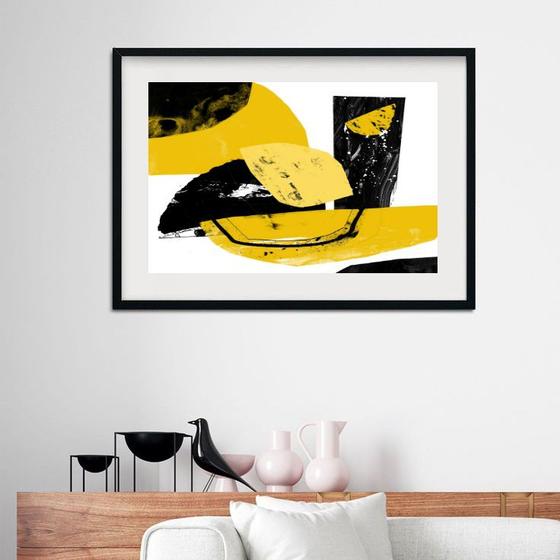 Imagem de Quadro Horizontal Abstrato Amarelo e Preto - 60x48cm