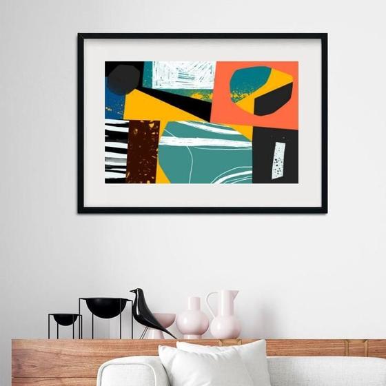 Imagem de Quadro Horizontal Formas E Texturas Colorido - 60X48Cm
