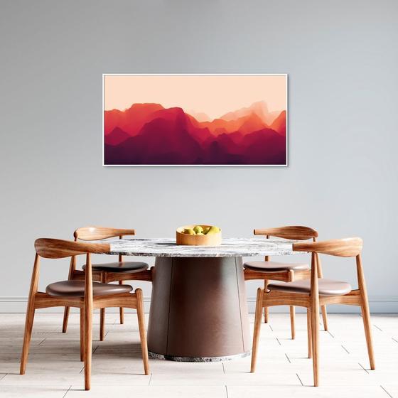 Imagem de Quadro Horizonte Red Mountain 86x43 Filete Branco Moldura Filete, Branca