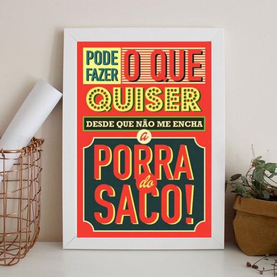 Imagem de Quadro Humor Não Encha OSaco 24x18cm - com vidro