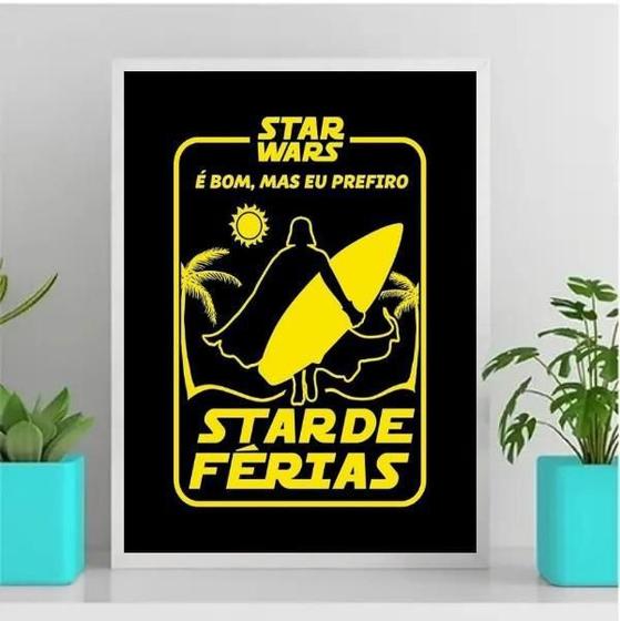 Imagem de Quadro Humor Star Férias 33x24cm - Vidro, Moldura Branca