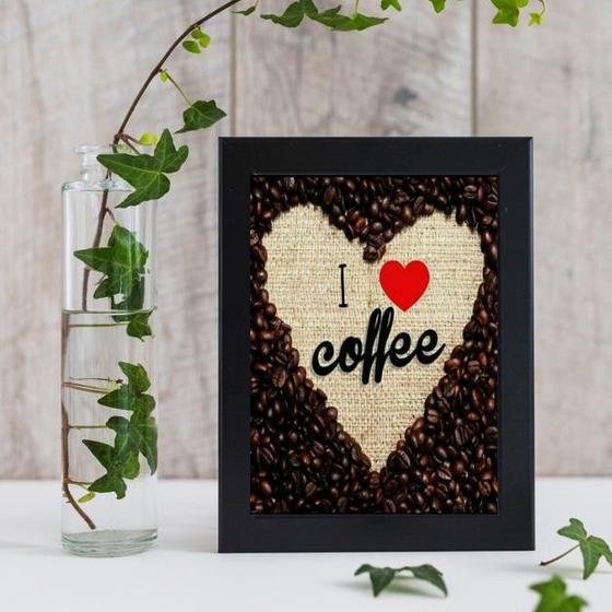 Quadro I Love Coffee FotografiaGrãos 45x34cm - Quadros On-line Imagem de Quadro I Love Coffee FotografiaGrãos 45x34cm