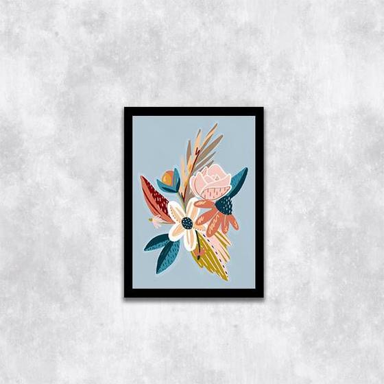 Imagem de Quadro Ilustração Flores Coloridas 33x24cm - com vidro