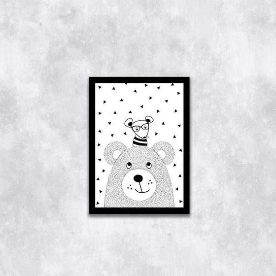 Imagem de Quadro Ilustração Infantil Bichinhos Escandinavos 45x34cm - com vidro