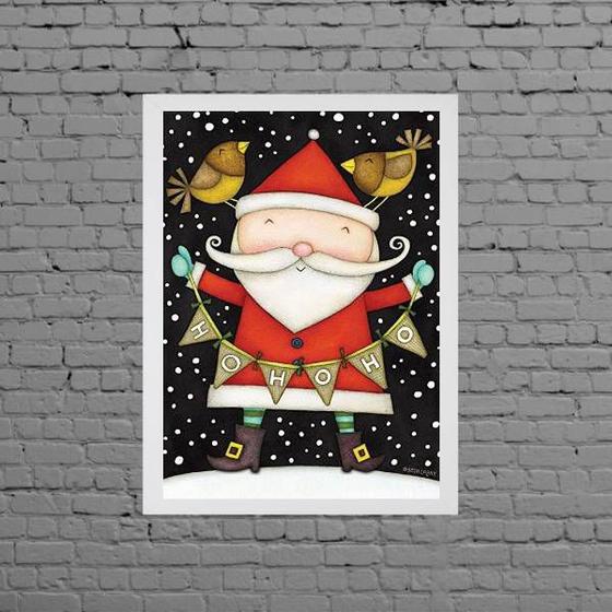 Imagem de Quadro Ilustração Papai Noel 33x24cm