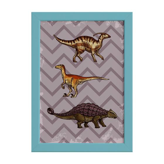 Imagem de Quadro Infantil Dinossauro Roxo Moldura ul 22x32