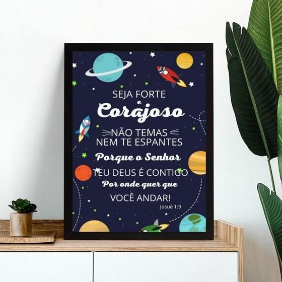 Imagem de Quadro Infantil Espacial - Seja Forte E Corajoso 45X34Cm