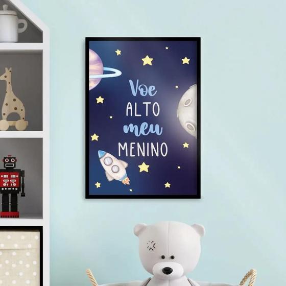 Imagem de Quadro infantil foguete espaço 24x18cm - com vidro