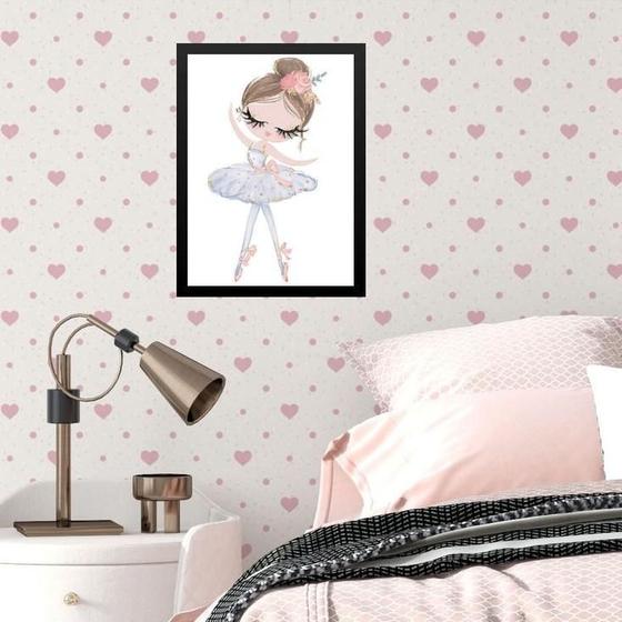 Imagem de Quadro Infantil Menina Bailarina Soft 33X24Cm - Com Vidro