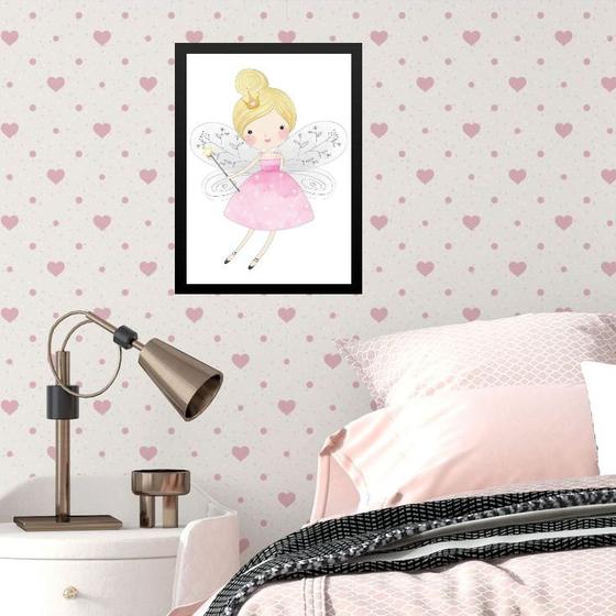 Imagem de Quadro Infantil Menina Fada Madrinha 45x34cm - com vidro