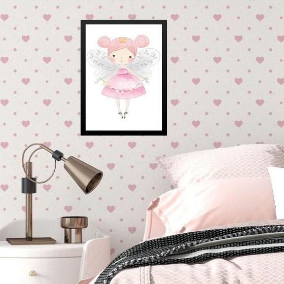 Imagem de Quadro Infantil Menina Fadinha Princesa 24X18Cm - Com Vidro