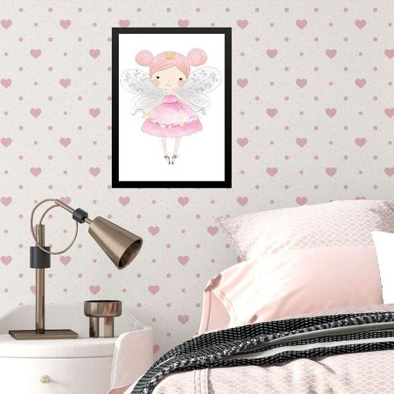 Imagem de Quadro Infantil Menina Fadinha Princesa 33x24cm - com vidro