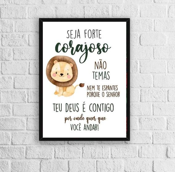 Imagem de Quadro Infantil Tema Safari Seja Forte E Corajoso 24x18cm