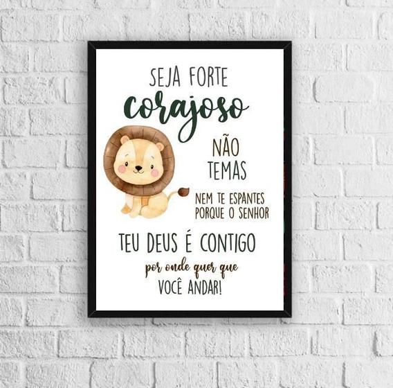 Imagem de Quadro Infantil Tema Safari Seja Forte E Corajoso 24X18Cm