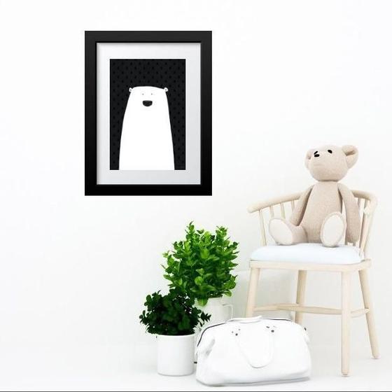 Imagem de Quadro Infantil Urso Branco E Preto - 60X48Cm