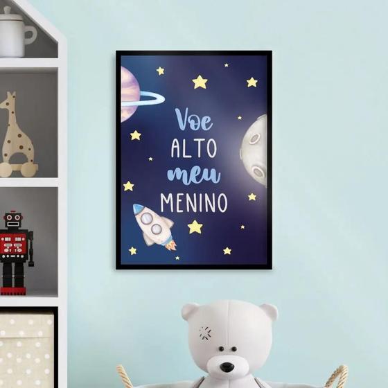 Imagem de Quadro Infantil Voe Alto Foguete Espaço 33x24cm