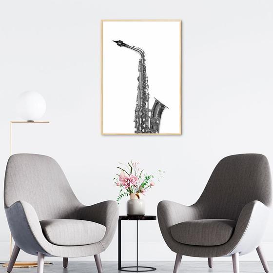 Imagem de Quadro Instrumento Musical Saxone 100x70 Filete Marfim Moldura Filete, Marfim