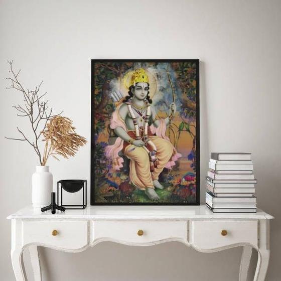 Imagem de Quadro Jay Shree Ram 24x18cm - Vidro e Moldura Preta