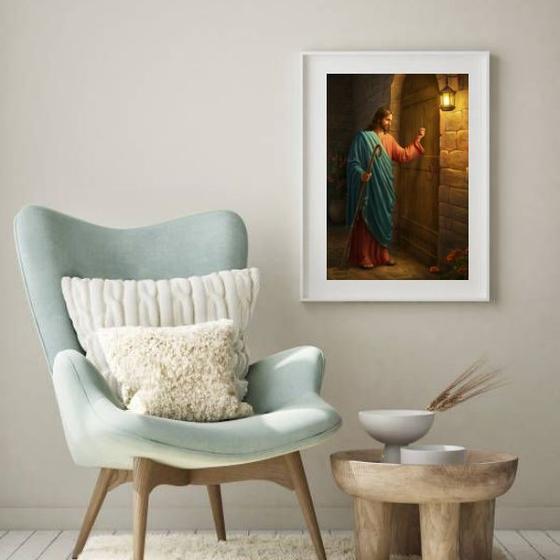 Quadro Jesus Batendo a Porta - 60x48cm - Quadros On-line Imagem de Quadro Jesus Batendo a Porta - 60x48cm