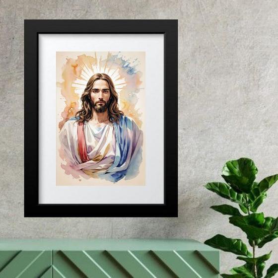 Imagem de Quadro Jesus Cristo Aquarelado - 60x48cm