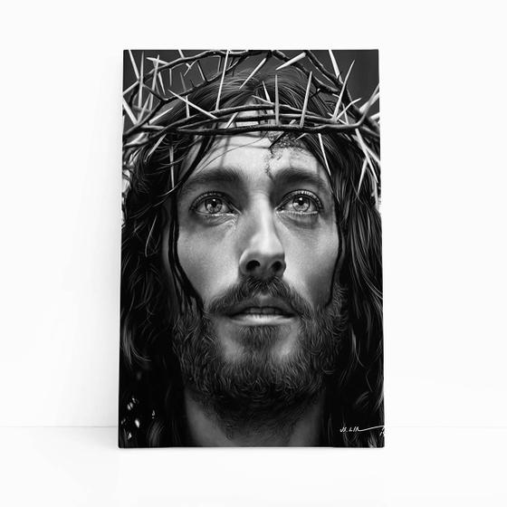 Imagem de Quadro Jesus Cristo Desenho Coroa Espinhos Canvas 60x40cm