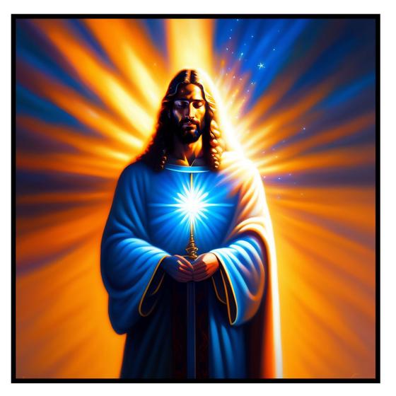 Imagem de Quadro Jesus Cristo Fonte de Luz Moldura Vidro