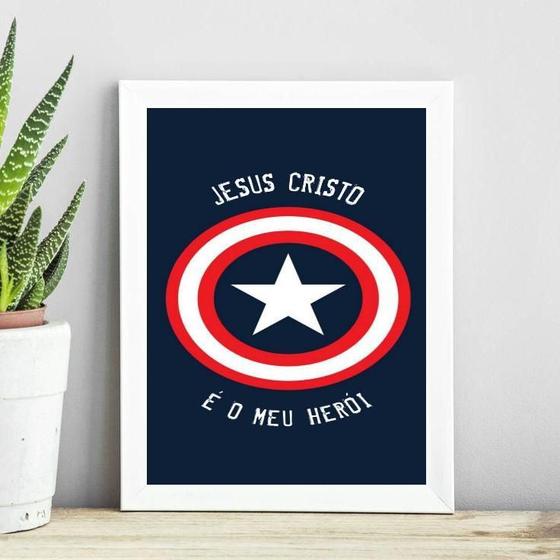 Imagem de Quadro Jesus Cristo - Meu Herói 24X18Cm - Com Vidro