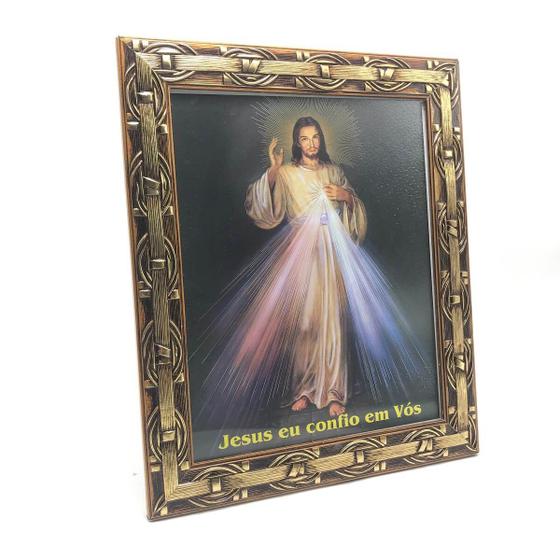 Imagem de Quadro Jesus Misericordioso Com Vidro E Moldura 30 X 25 Cm
