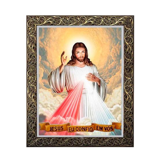 Imagem de Quadro Jesus Misericordioso Moldura Luxo  85 cm x 65 cm
