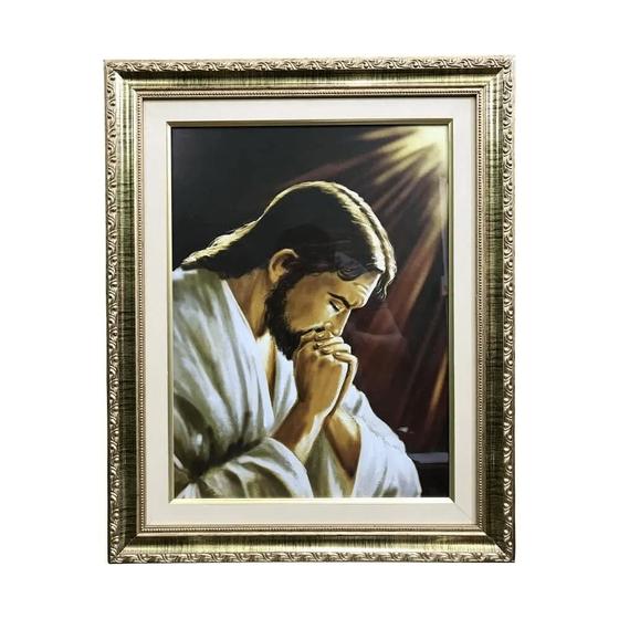 Imagem de Quadro Jesus Orante com Moldura Luxo 52x41cm